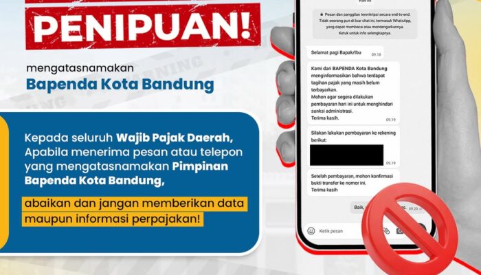 Awas Modus Penipuan Catut Nama Bapenda Kota Bandung, Wajib Pajak Diminta Jangan Asal Transfer dan Bocorkan Data